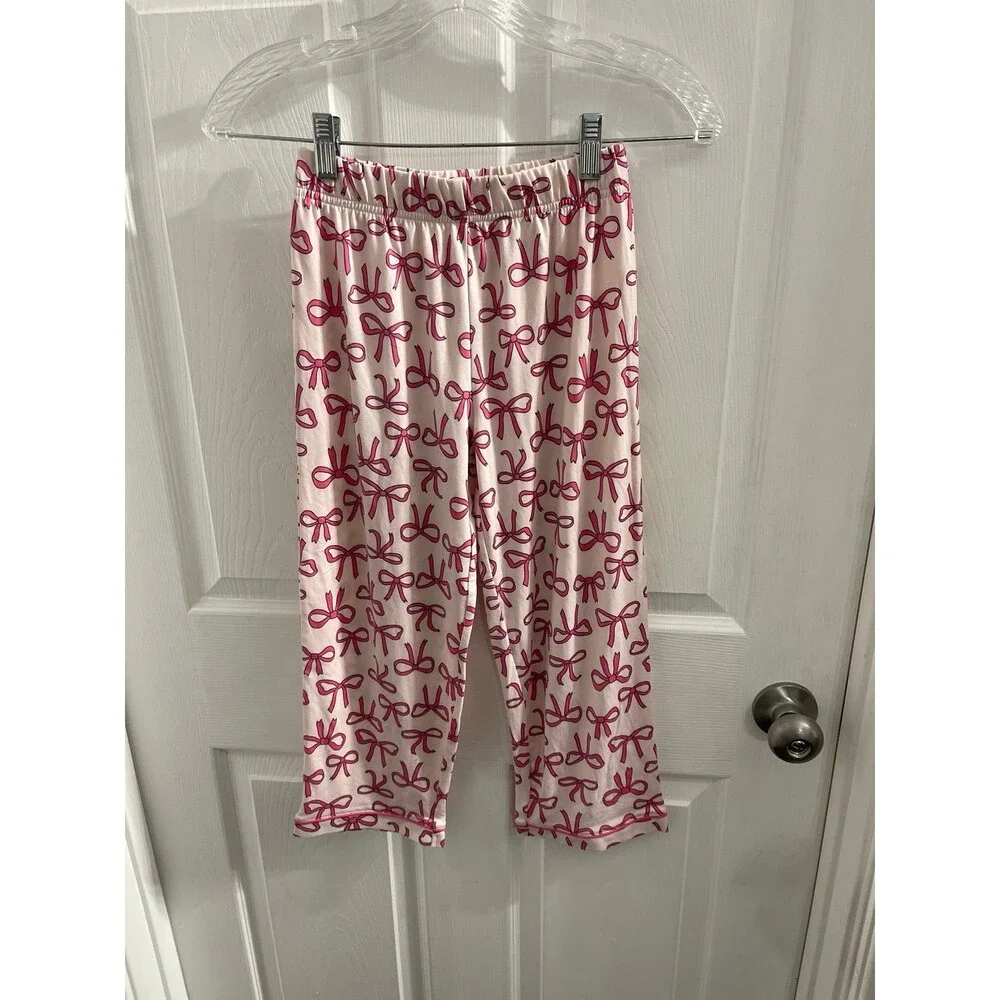 Cuddl Duds Girls Pink Bows Pajama Bottoms Size S (6/6X) New Without Tags